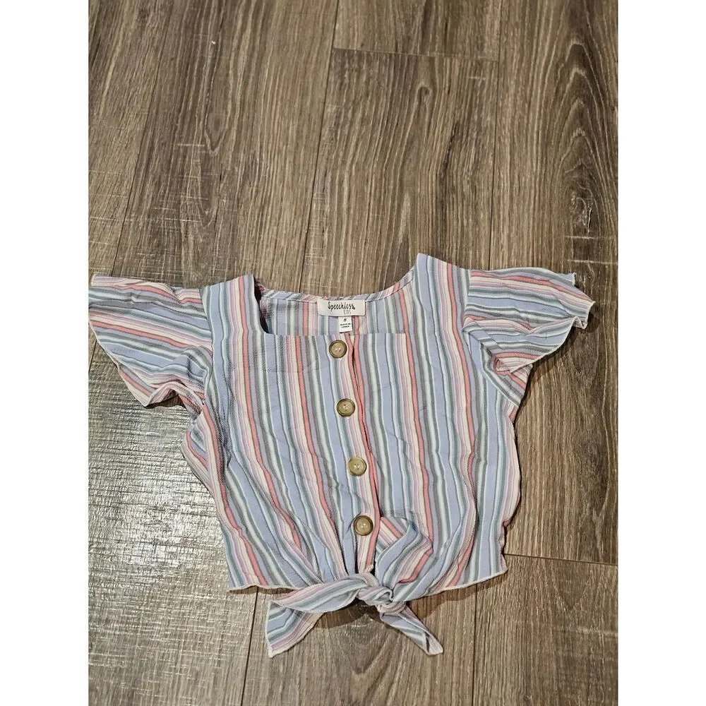 Girls Two-Piece outfit Size 8 Striped Crop Top & Skirt Set